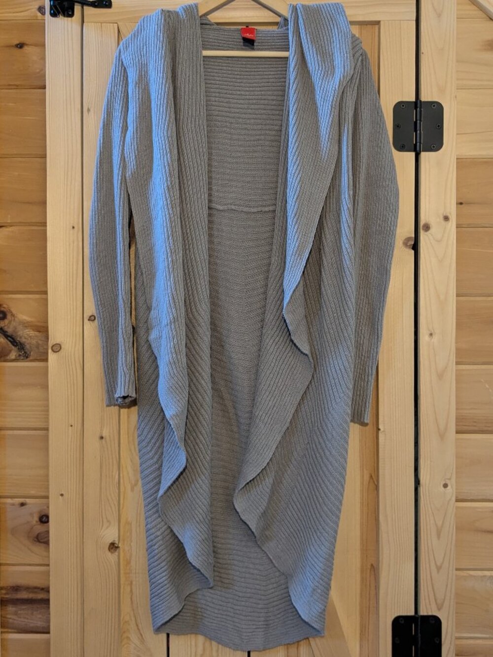 Italca 100% Cotton Ribbed Duster Cardigan Med Beige Waterfall Open Front Italy